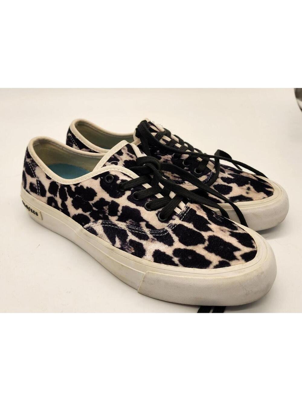 SeaVees Legend Sneakers Leopard Velvet Black White 8.5 J.Crew